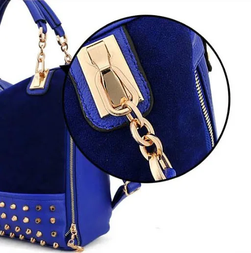 Женская сумка тоут с заклепками винтажная на молнии модная мягкая поверхность