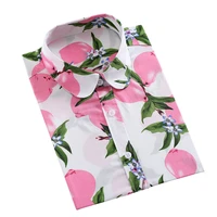 2021 elegant lemon print women blouses slim fit 100 cotton casual flower floral vintage summer shirt female 5xl plus size tops