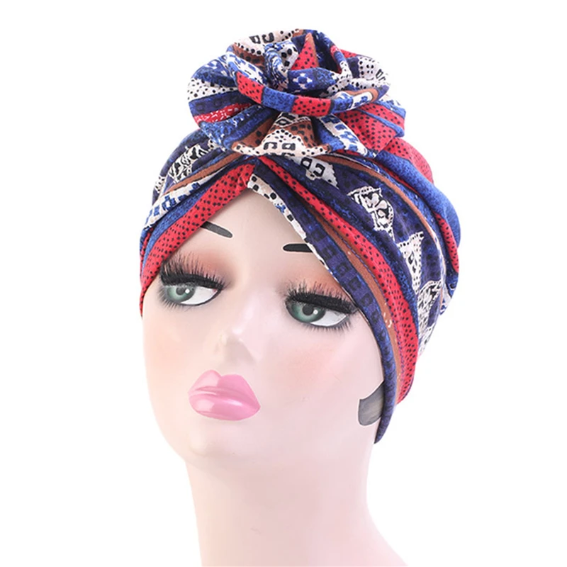 Головной убор в этническом стиле с принтом цепей большой цветочный головной