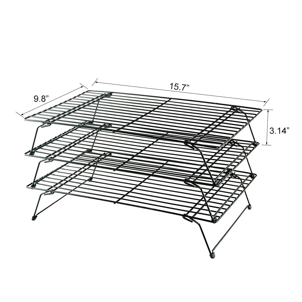 

3-tier Cooling Rack, Stackable Non-stick Cross Grid Cookie Cooling Rack Baking Supplies For Bread Cake Biscuits Cooling Rack