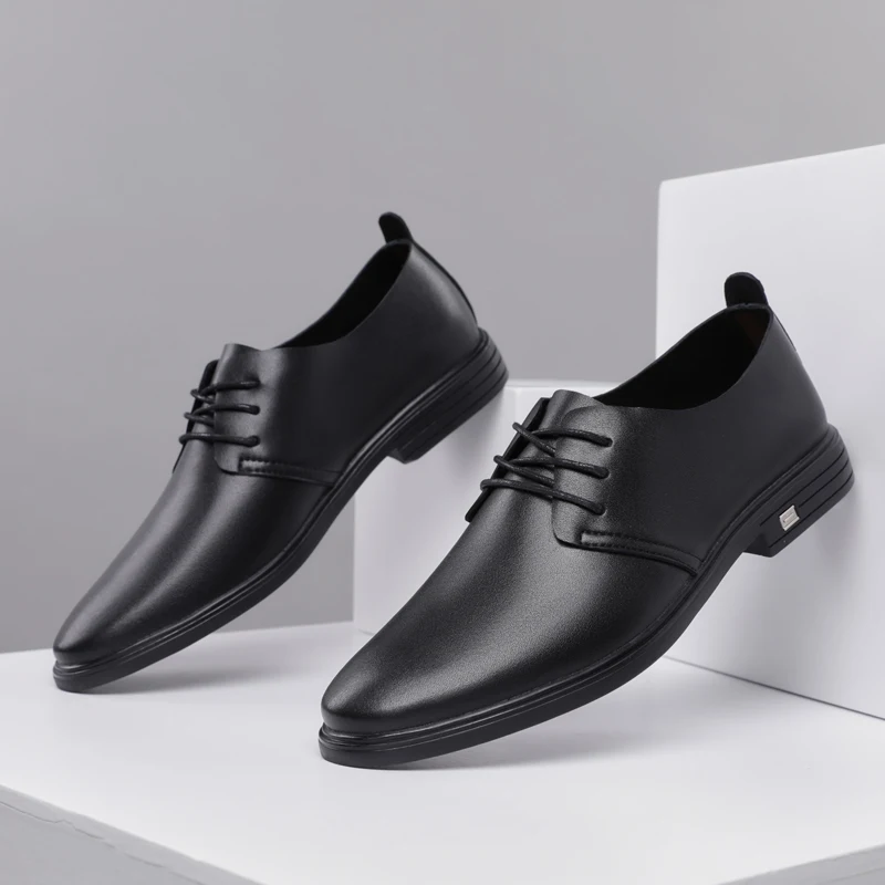 New Men's Dress Shoes Casual Real Leather Men Business Office Footwear Spring Autumn Non-Slip Formal Oxford For | Обувь