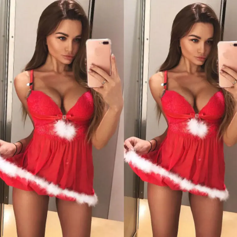 Новейшие женские сексуальные короткие рубашки для сна рождественское