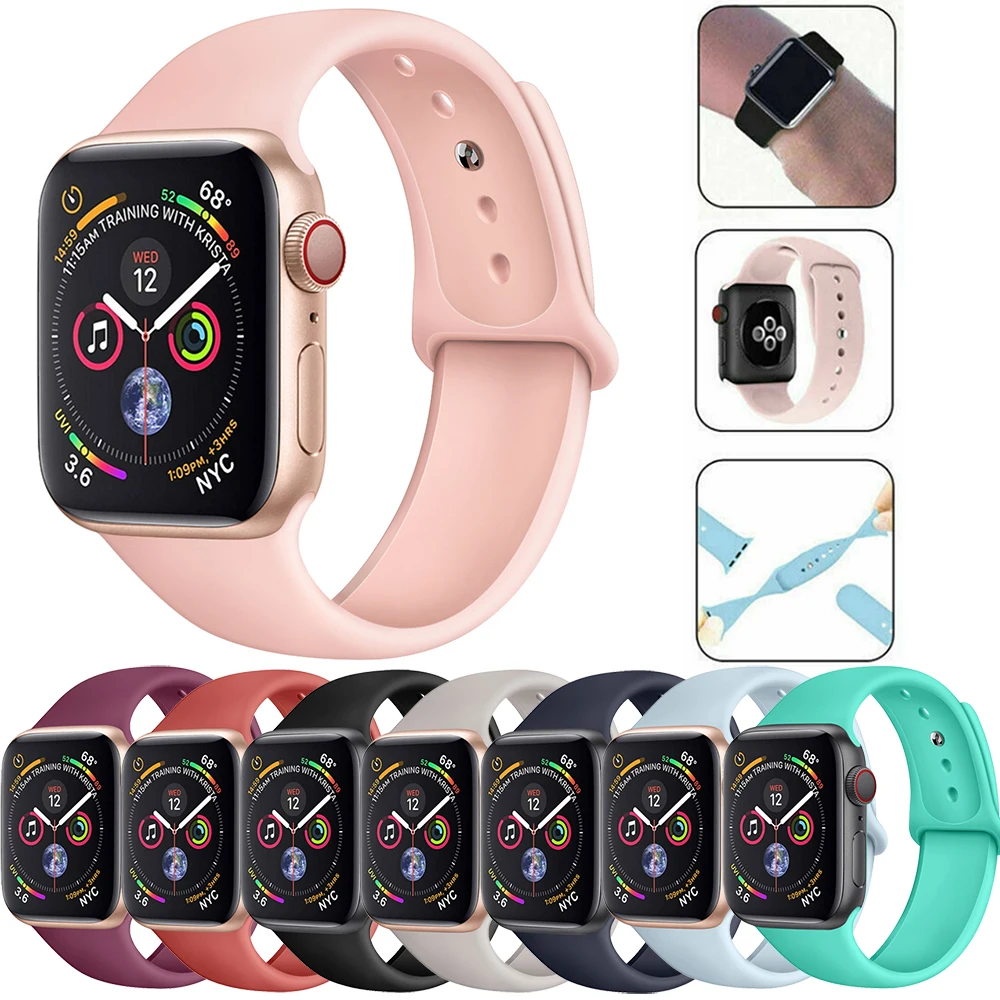 Essidi мягкий ремешок для Apple Watch Series 4 5 40 мм силиконовый Смарт Браслет 1 2 3 38 42