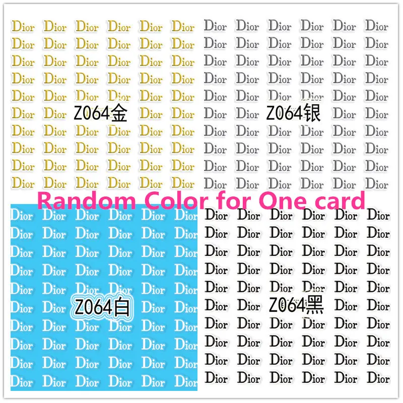 Random for one 2 шт золотые, серебристые, белые, черные 3D Слайдеры для ногтей, наклейки для дизайна ногтей, блестящий металлический полый фирменный логотип, клей для маникюра, декор Z064 - Цвет: Random for one