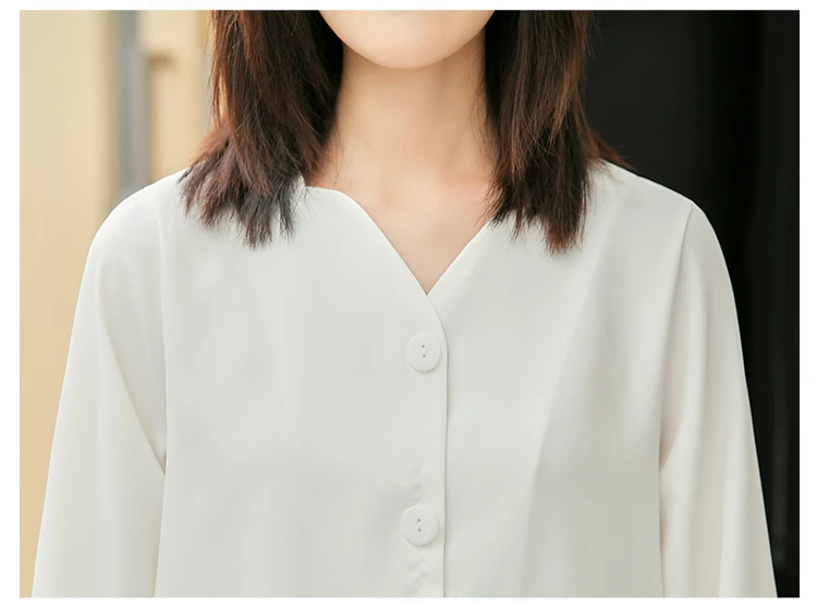

Fashion Woman Blouses 2021 Long Sleeve Chiffon Blouse Women V-neck Office Ladies Tops White Blouse Womens Tops And Blouses C325