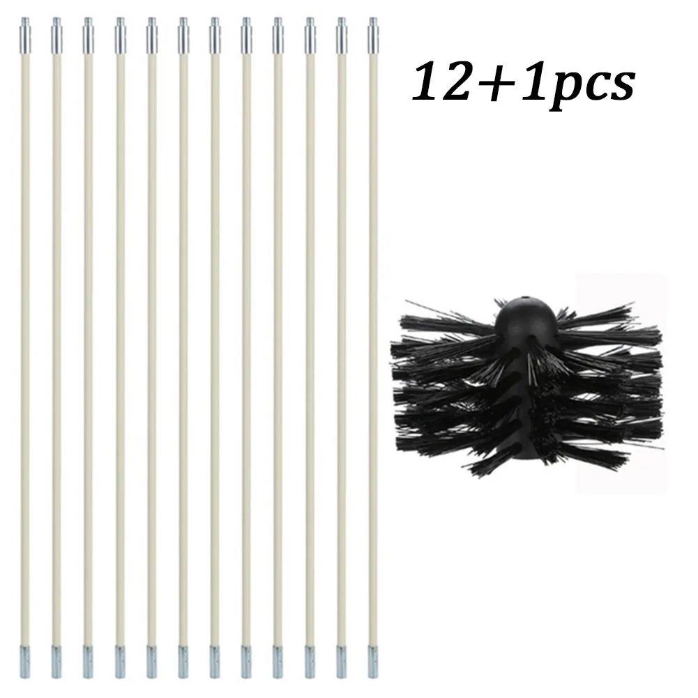 

12 Rod Chimney Cleaner Brush Chimney Cleaner Sweep Rotary Fireplaces Inner Wall Cleaning Brush Tool Set Chimneys Accessories