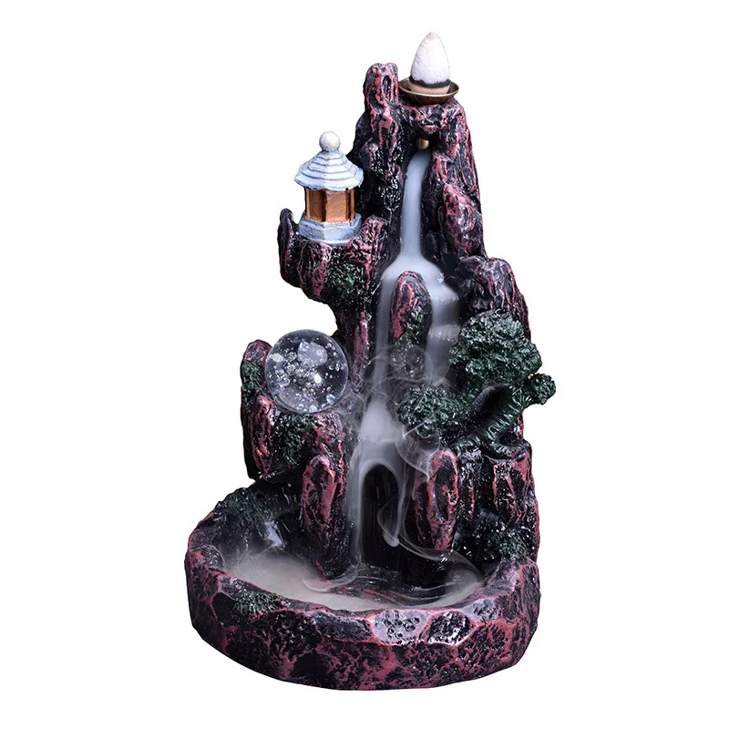 

LED Waterfall Backflow Incense Burner Glowing Ball Home Incense Holder WY60332