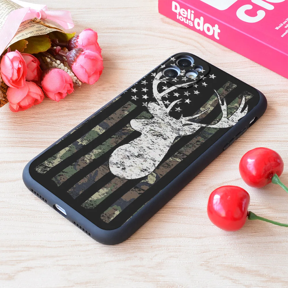 

For iPhone Camouflage Flag Deer Hunting Print Soft Matt Apple Case