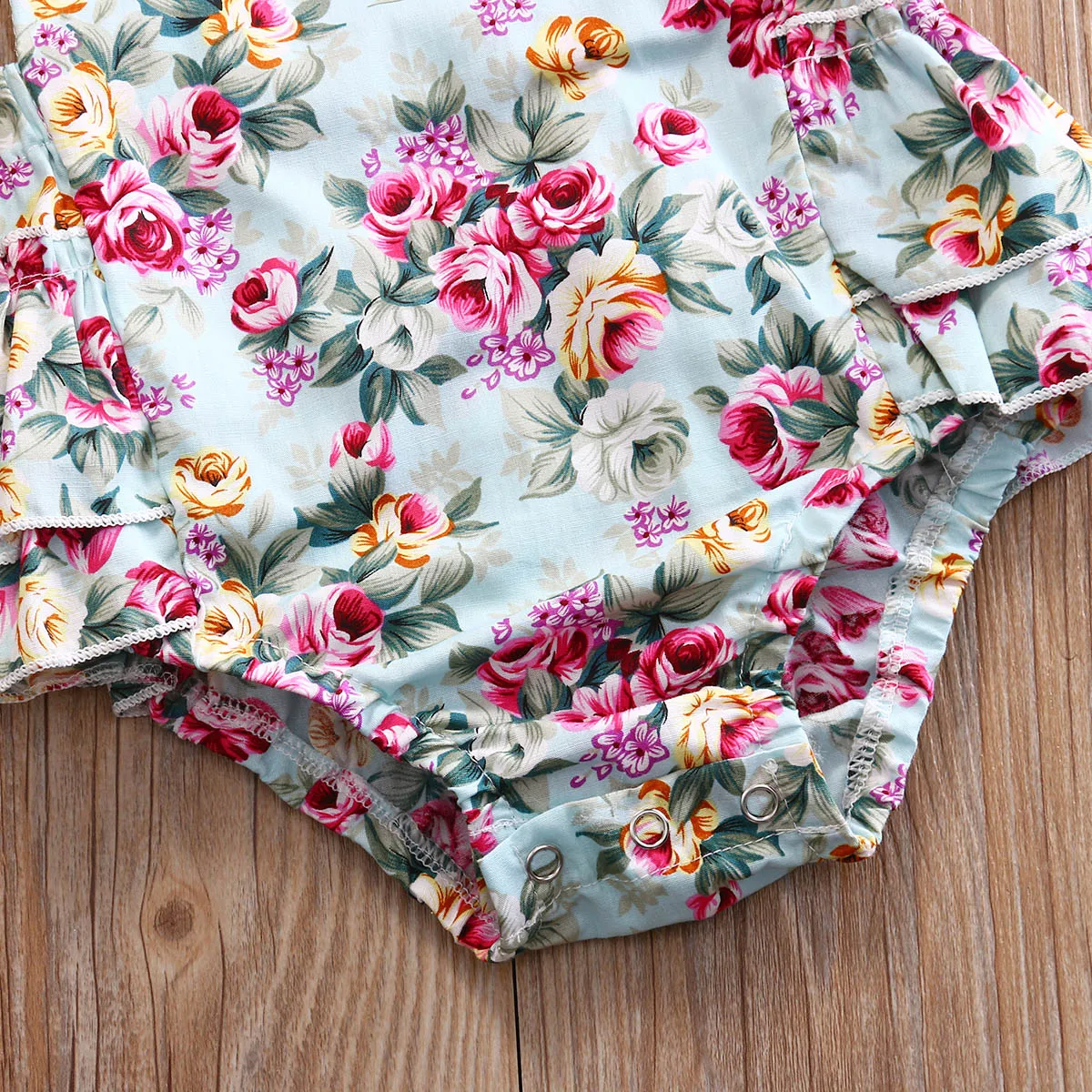 

Summer Newborn Kids Baby Girl Romper Clothes Floral printed Outfits Set Lace sleeveless Jumpsuit Romper+Headband Playsuit 0-24M