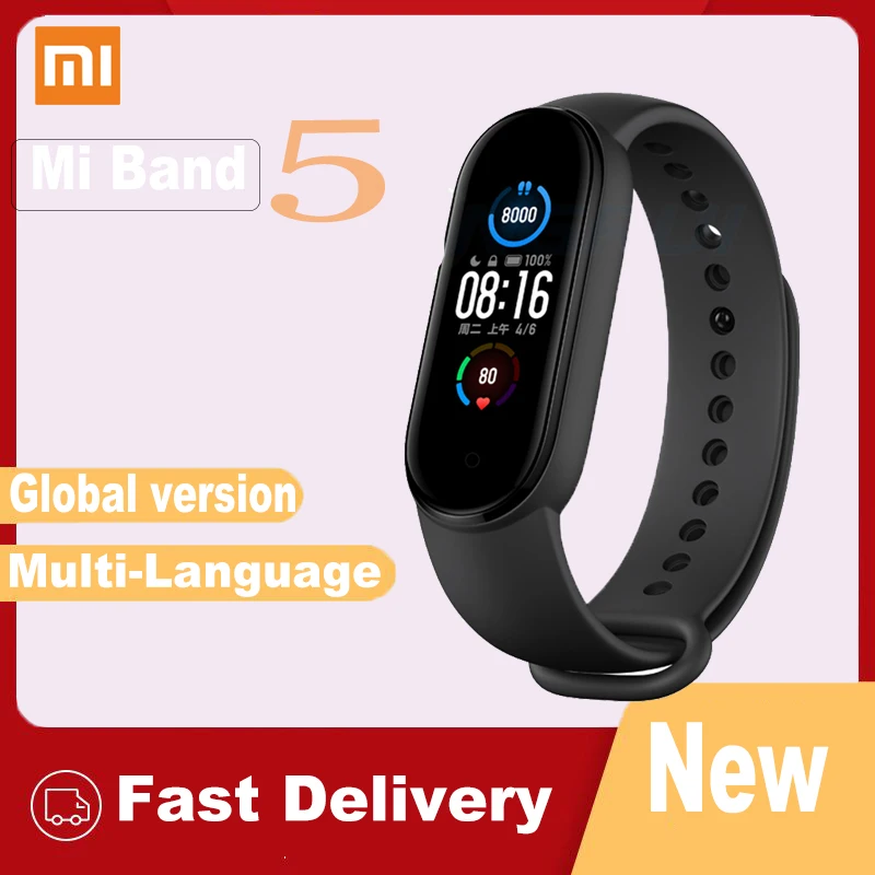 Xiaomi Mi Band 5 глобальная Версия смарт браслет с пульсометром и сном Smartband спортивный