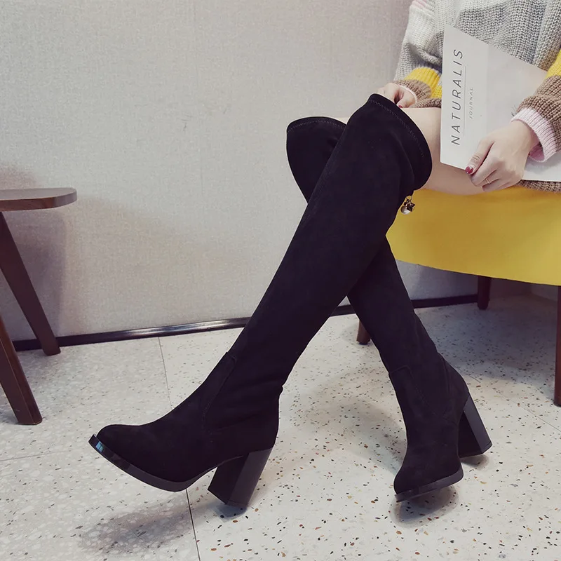 Женские высокие сапоги Сапоги выше колена женская обувь кожаные ботильоны до