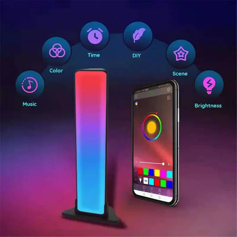 

Светодиодная RGB ленсветильник с голосовым управлением, умный светильник в ритме, управление через приложение, Bluetooth, для музыки, вечеринки, б...