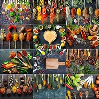 gatyztory paint by number food spices drawing on canvas gift diy pictures by numbers kits hand paintedpainting art home decor