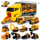 Набор больших строительных грузовиков, миниатюрная литая модель автомобиля из сплава в масштабе 1:64, игрушечные транспортные средства, грузовик-переносчик, инженерная машинка, игрушки для детей