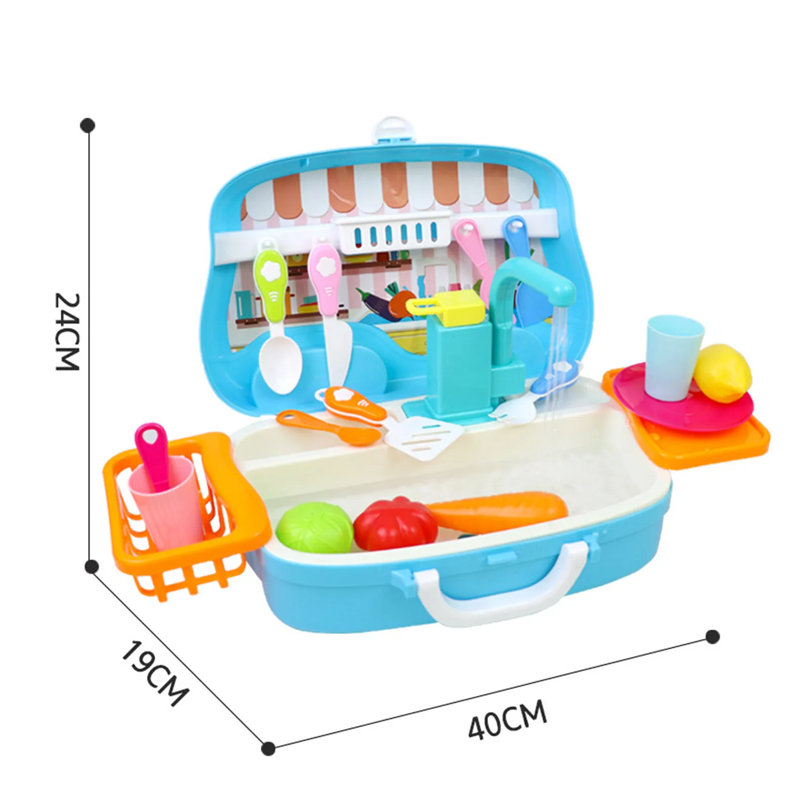 

17-piece Children's Mini Kitchen Toy Play House Set Simulation Automatic Vegetable Washing Basin Educational Toy
