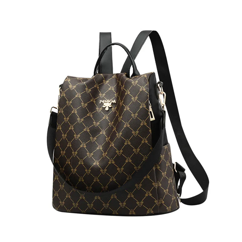 Коричневые рюкзаки повседневные вместительные женские мягкие двойные сумки на