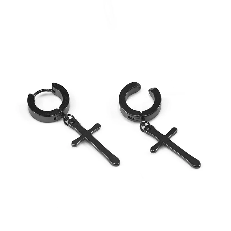 

1 Pair Titanium Steel Clip On Non Piercing Earrings For Women Men Black Gold Color Gothic Punk Rock Drop Pendiente Falsos