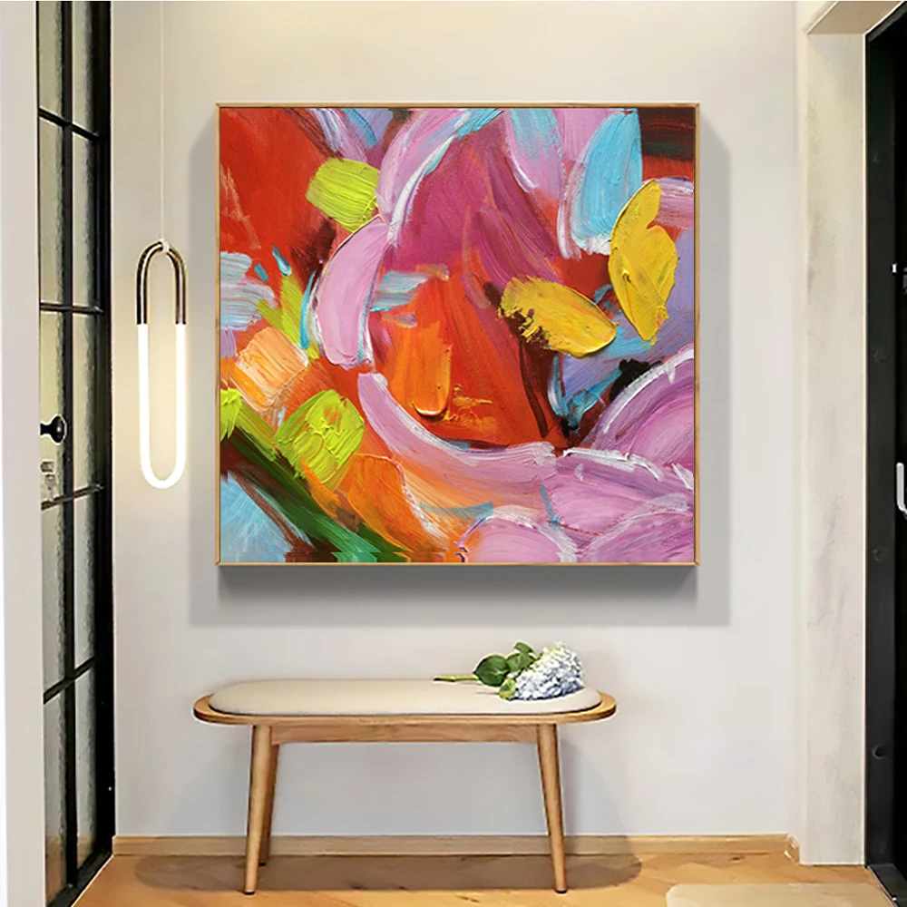 

Abstract Colourful Wall Art Thick Oil On Canvas Painting Handmade Home Decoration Hand Painted Abstract Wall Pictures No Framed