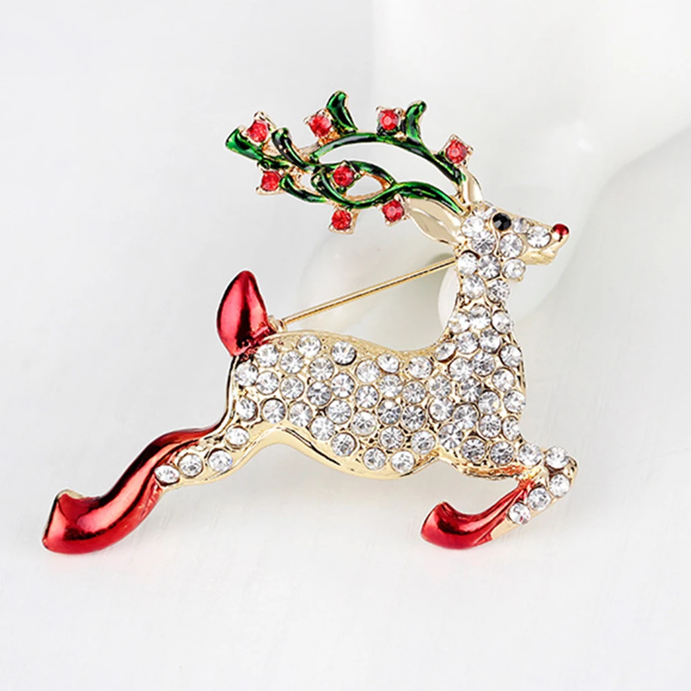 Рождественский бегун в форме оленя дрель Броши женская элегантная Брошь булавка