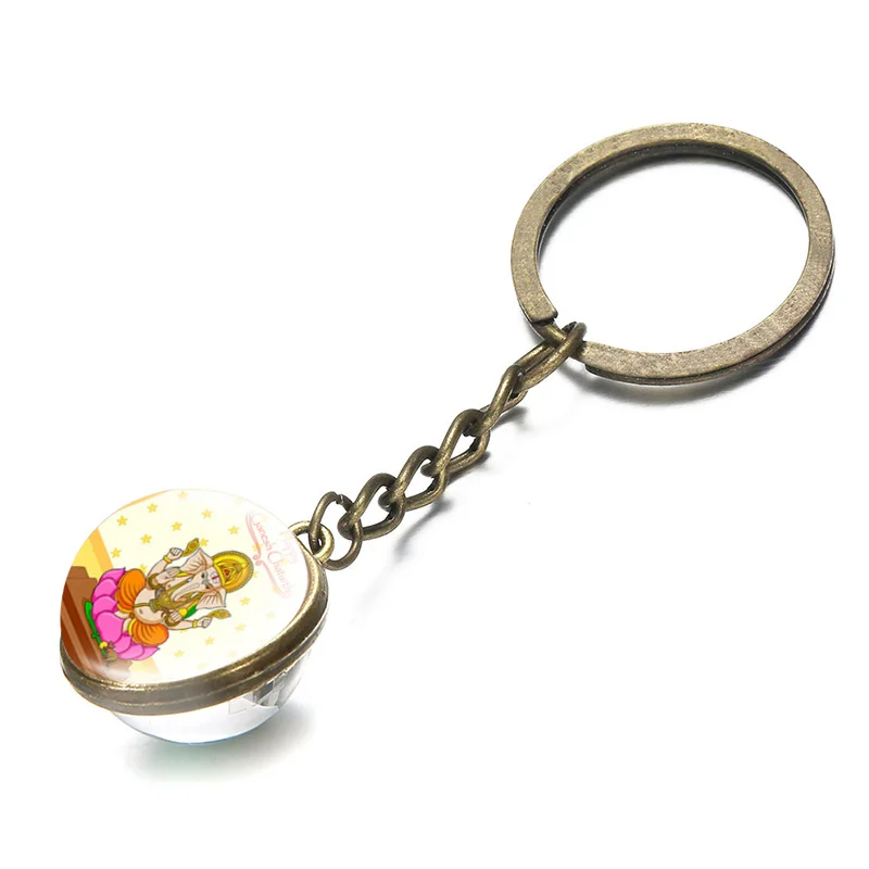 SONGDA Ганеш идол Йога Будда Мандала Ганеша двухсторонний стеклянный брелок