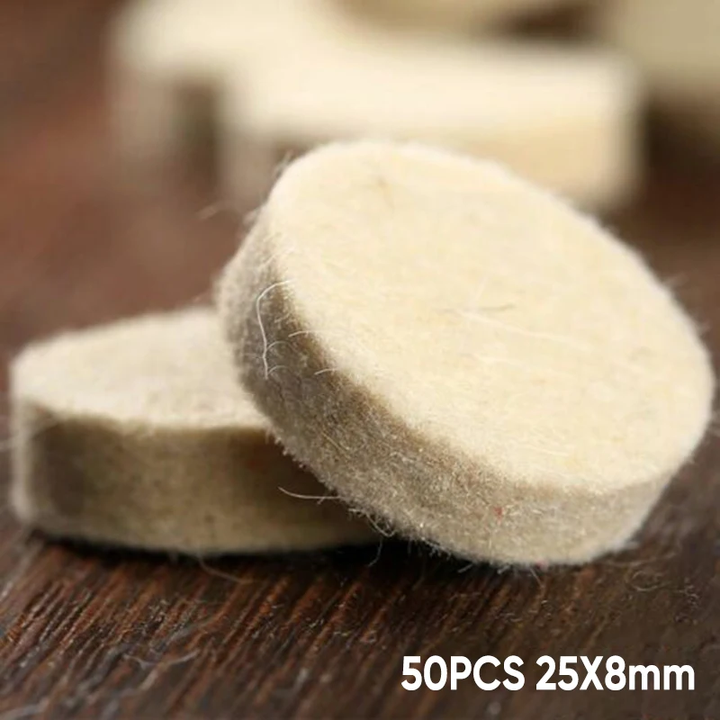 

50Pcs 25mm Wool Felt Polishing Buffing Pad Round Wheel+2x Mandrel For Rotary Tool