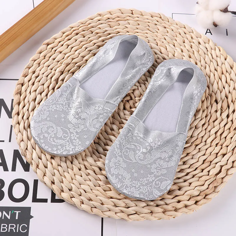 2 pairs as pic 1/2 пар модные женские носки для девочек летние носки Стиль кружевное платье с ц веточным рисунком короткие носки противоскользящ ие Невидимый лодыжки носки с принтом носки-Тапочки - Цвет: 2 pairs as pic