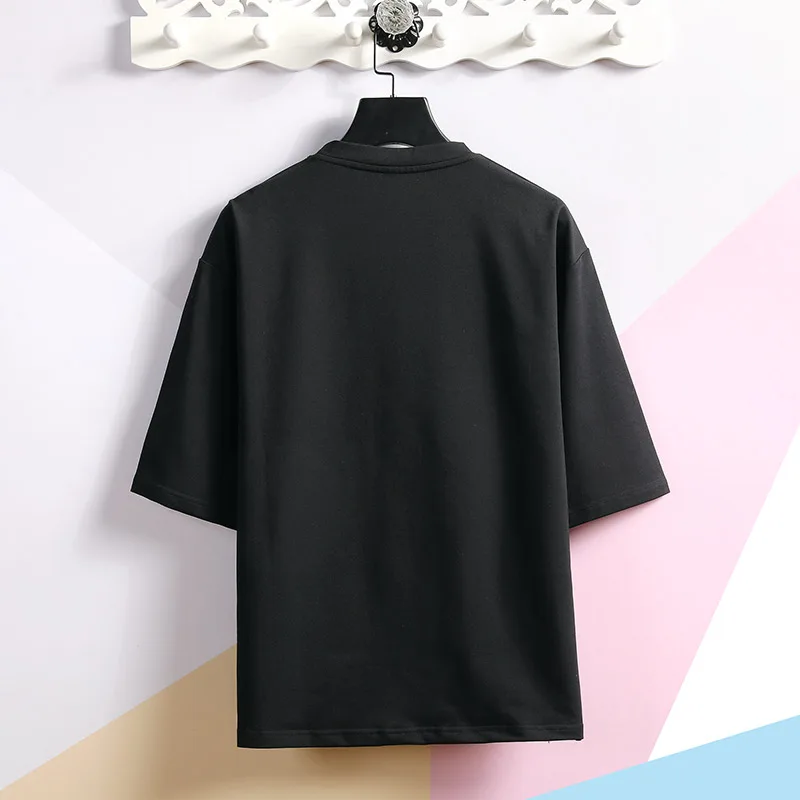 Мужская Японская уличная одежда летние лоскутные Футболки с коротким рукавом +