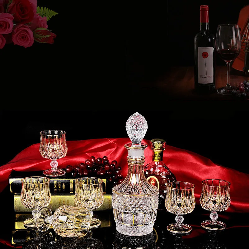 

Czech style crystal glass whisky wine cup foreign wine cup luxury wine set short foot red wine cup foreign wine bottle