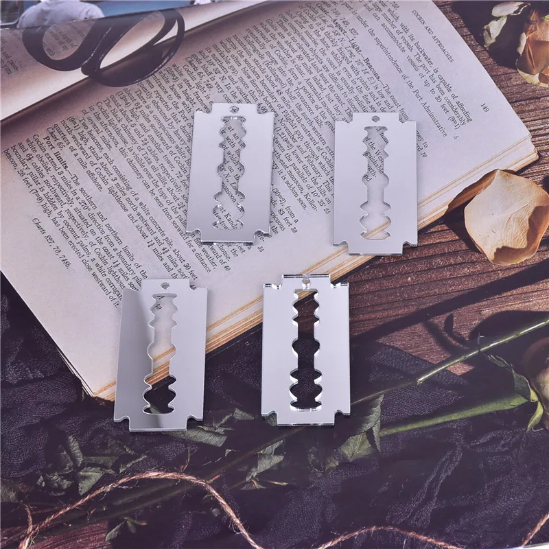 10 шт./упак. Смешные готические панк лезвия Arcylic Подвески двойное лицо зеркало