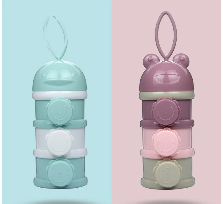 3Layer Easy Style Portable Baby Food Storage Box Toddle Kid Formula Baby Milk Container Essential Cereal Cartoon Milk Powder Box