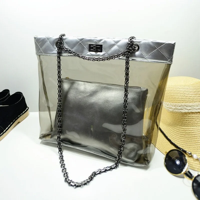 

2021 New Women's Bag Rhombic Chain Bag Transparent Picture and Mother Bag Single Shoulder Large Bag