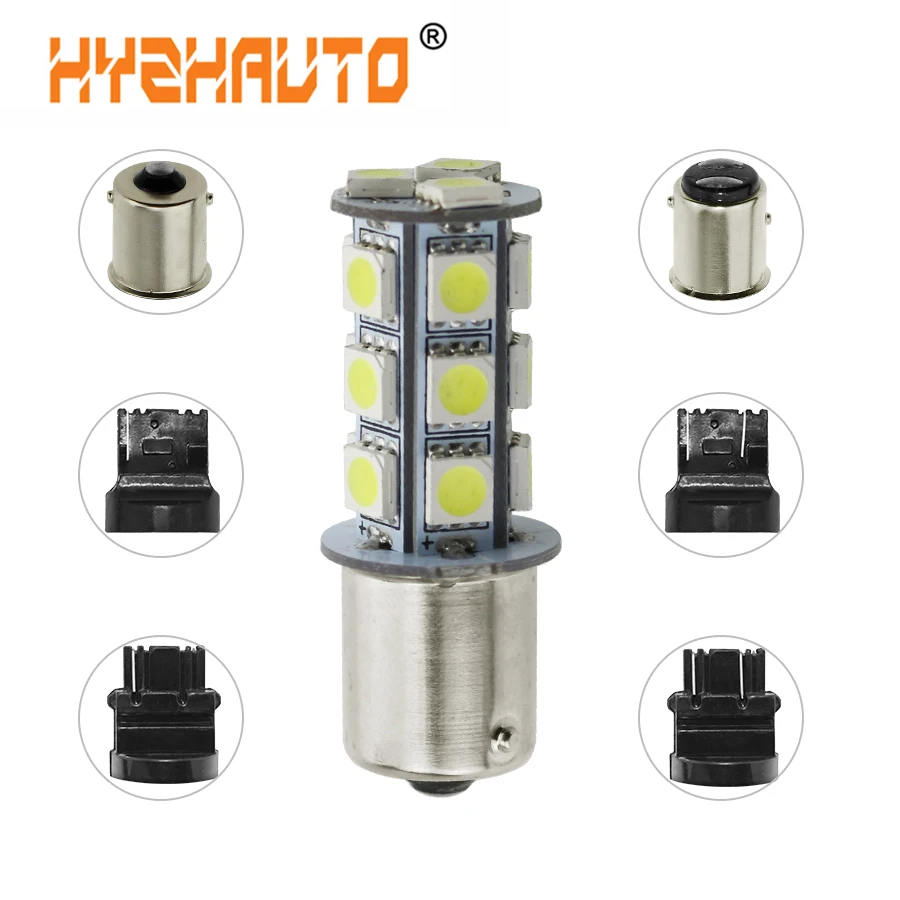 

HYZHAUTO BA15S BAY15D 7443 3156 3157 7440 LED Bulbs White Car Brake Signal Reverse Backup Lamp 1156 1157 T20 T25 5050 18-SMD 12V