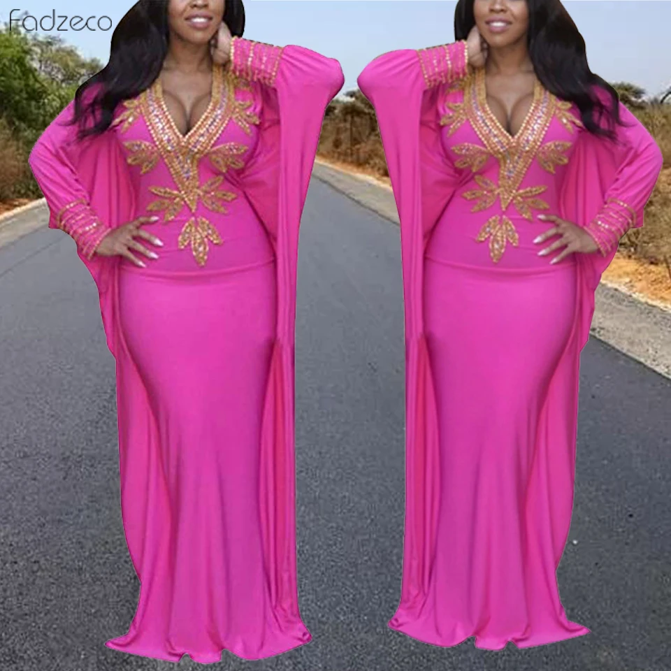 Женское платье с v-образным вырезом Fadzeco Платье макси рукавами летучая мышь и