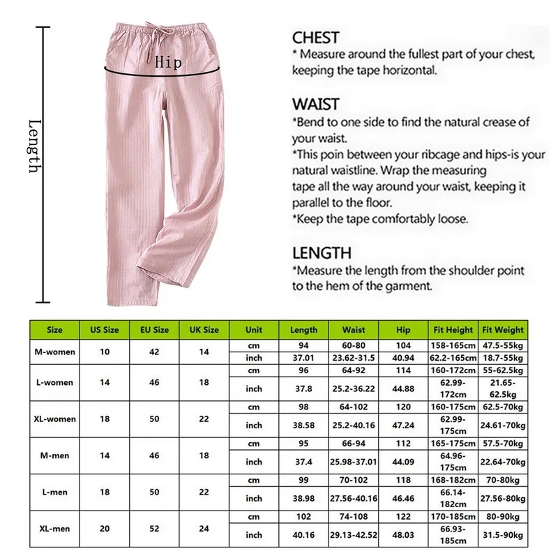 

Washed 100% Cotton Men's Pajamas Home Pants Large Size Loose Sleep Pants Pure Cotton Folds Women Pyjama Trousers Fall Homewear