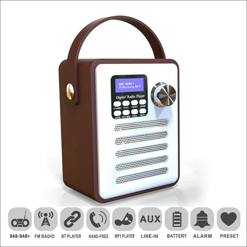 Деревянный цифровой Bluetooth DAB/DAB + FM-радио MP3-плеер беспроводной динамик стерео