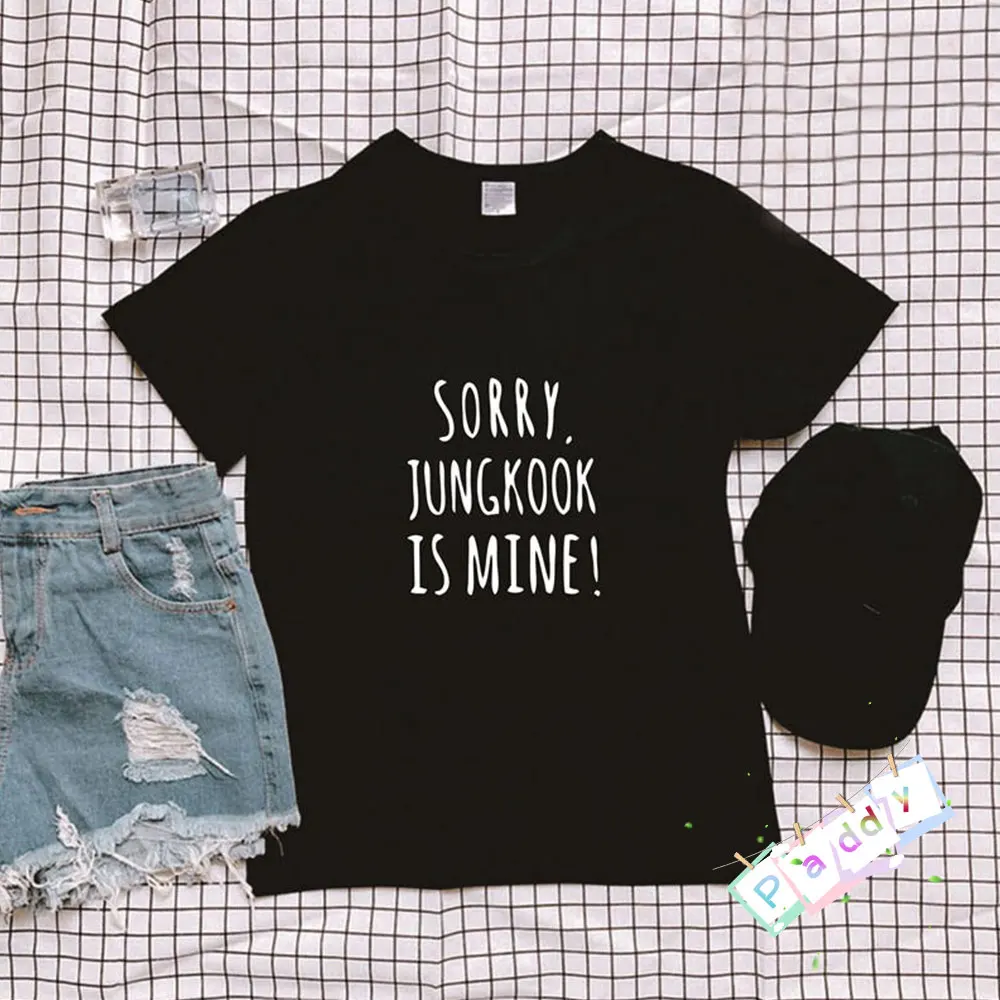 Жаль JUNGKOOK моя футболка Bangtan милый Принт забавные буквы топы в Корейском стиле