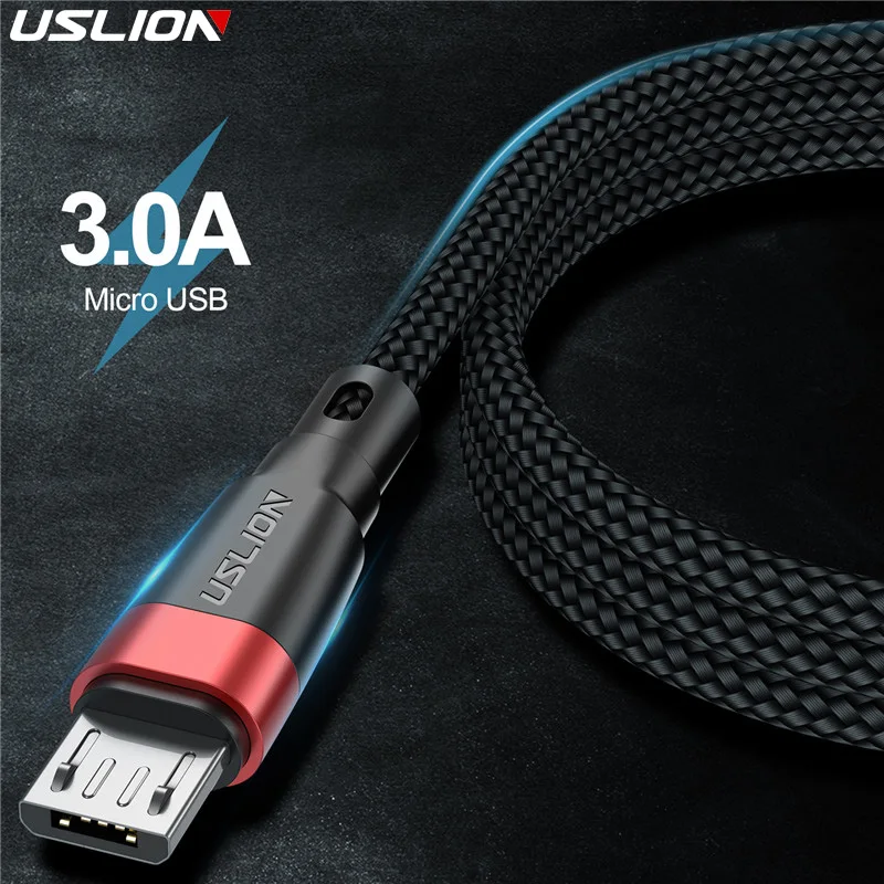 USLION 3A Быстрая зарядка Micro USB Данные кабельного кабель провод для Samsung S6 Xiaomi Redmi Android