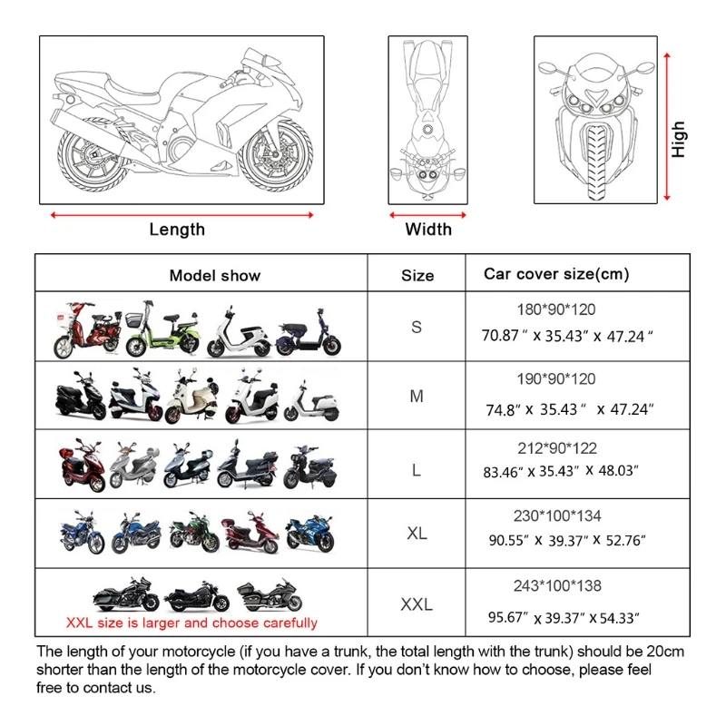 

A69A Motorcycle All Season Universal Premium Quality Waterproof Sun Outdoor Protection Cover Raincoat Rain Cover Dust Proof