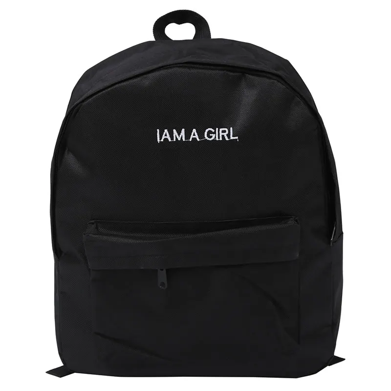 Женская холщовая школьная сумка для девочек рюкзак путешествий на плечо черный