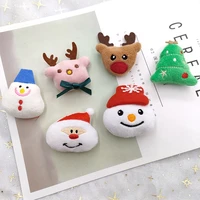 10pcslot cute cartoon santa claus for hair clip accessories plush christmas deer appliques for diy cloth accessories
