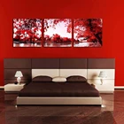 Большая Картина на холсте, 3 панели, красное дерево, печатная Модульная для спальни, гостиной, домашнее настенное украшение
