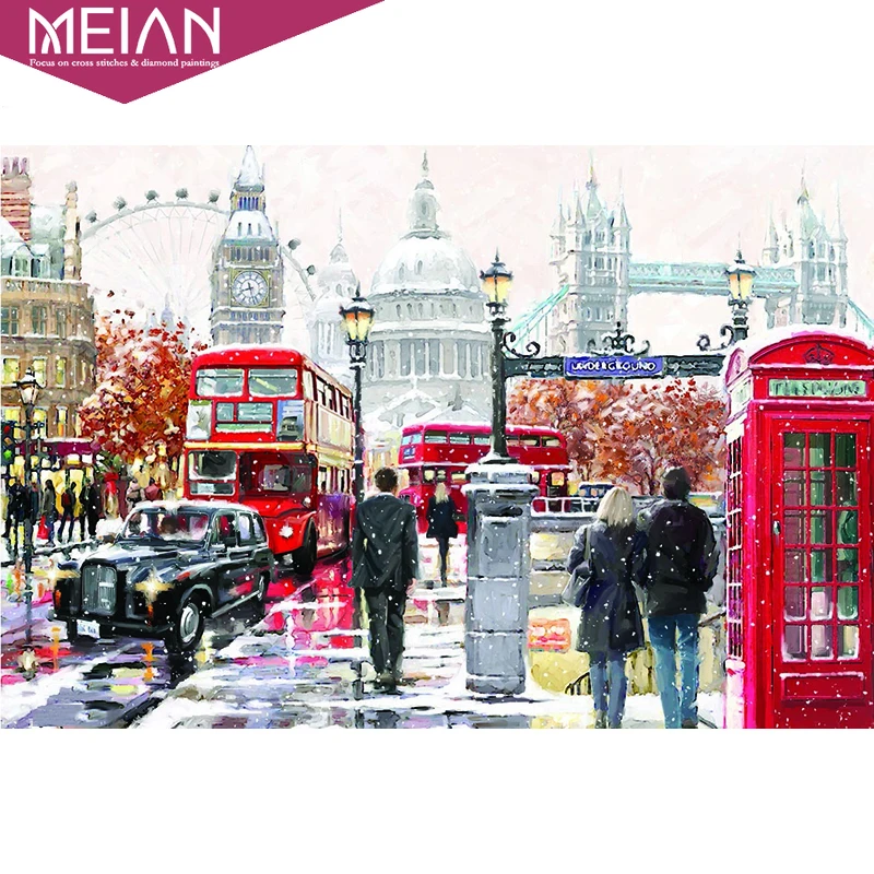 Алмазная мозаика MEIAN Европейский уличный стиль сделай сам полное покрытие 100%