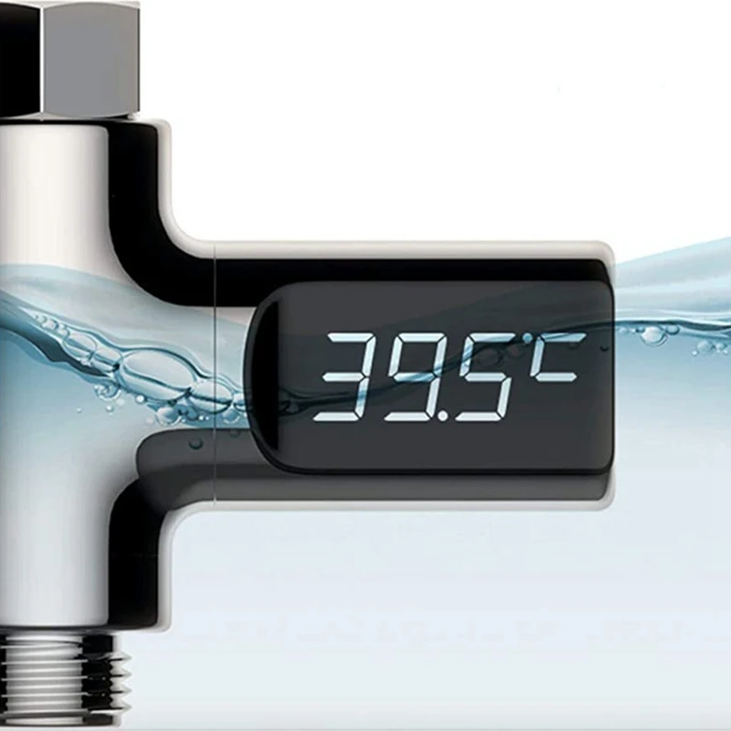 

LED Display Shower Thermometer, Water Flow Self-Generating Electricity Shower Temperature Meter for Baby Care