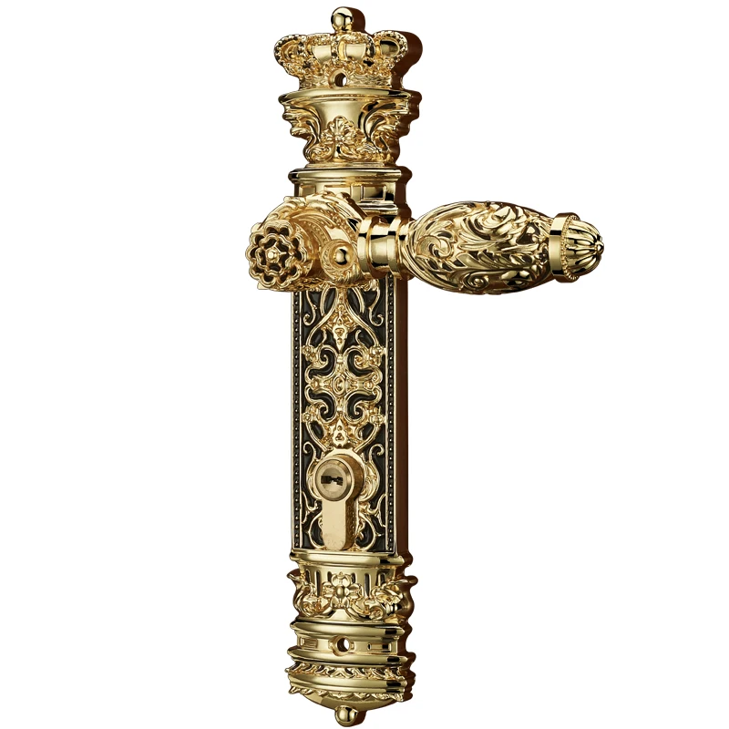 

Door Lock European Retro Brass Room Door Lock Handle Anti-Theft Mute Gate Lock Fashion Luxurious Interior Door Knobs Lock