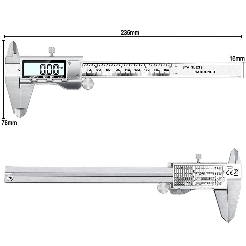 

0-150mm Digital Vernier Calipers Measure 6inch LCD Electronic Carbon Fiber Gauge Height Measuring Instruments Micrometer