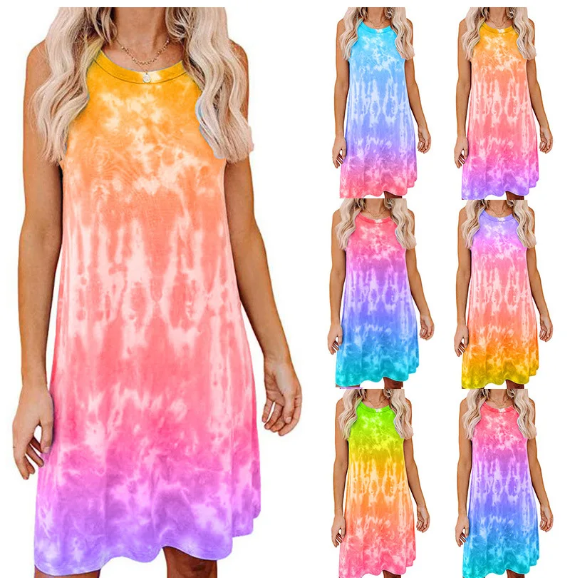 2020 New Women's Tie-dye Printing Loose Vest Dress Women Sleeveless Vest Tanks Slim Bodycon Strap Party Dresses
2020 New Women's Tie-dye Printing Loose Vest Dress Women Sleeveless Vest Tanks Slim Bodycon Strap Party Dresses