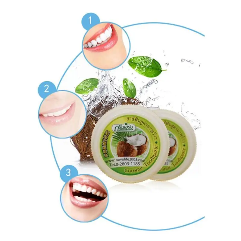 

Coconut flavor toothpaste whitening and whitening tartar smoked tea stains black and yellow stains Thai tooth powder green herb