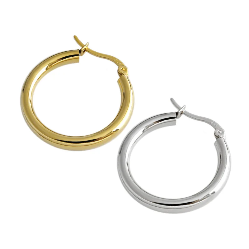 

22mm Silver Hoop Huggies Earrings 18K gold Filled 925 Sterling Silver Round Circle earrings Party Wedding Jewelry