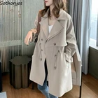 Женский весенний тонкий однотонный минималистичный свободный трендовый повседневный элегантный тонкий универсальный Женский Тренч в Корейском стиле 3XL