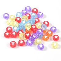 100pcs acrylic multicolor transparent letter beads round shape heart alphabet loose beads for bracelet necklace jewelry making